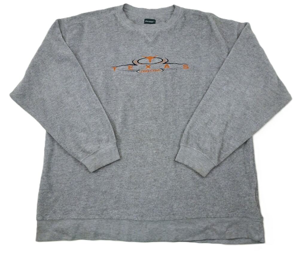 Vintage University Texas Longhorns Sweatshirt XL Gray Terry Pro Edge Embroidered